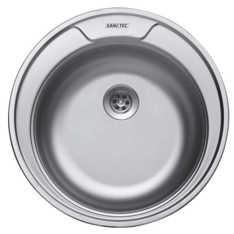 Chiuveta bucatarie Sanitec C401, pentru blat, diametru 49 cm, rotunda, Inox