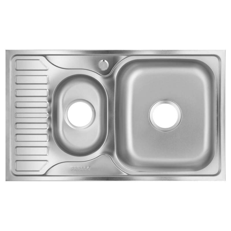 Chiuveta bucatarie Freddo SN9023D, 2 cuve, anticalcar, pentru blat 78x49 cm, cuva dreapta, Inox