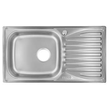 Chiuveta inox Freddo SN9019S, pentru blat, finisaj satinat, cuva stanga, scurgere Q32, 43.5 x 76 cm, adancime 15 cm