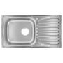 Chiuveta inox Freddo SN9019S, pentru blat, finisaj satinat, cuva stanga, scurgere Q32, 43.5 x 76 cm, adancime 15 cm