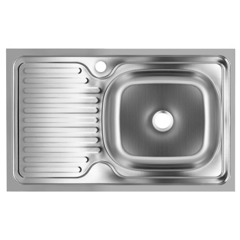 Chiuveta bucatarie pentru masca SANITEC EC-416/D, cuva dreapta,  80x50 cm, 0.6 mm, Inox
