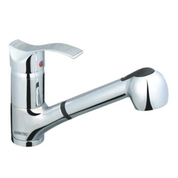 Baterie cu dus pentru bucatarie Sanitec SN0012, monocomanda, finisaj lucios, inox