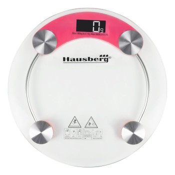 Cantar corporal HAUSBERG HB-6000RZ, display LCD, inchidere automata, indicator baterie, 180 kg, Sticla transaparenta, Roz