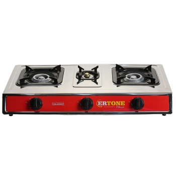 Minigaz cu 3 ochiuri Ertone MN205, inox, GPL (numai butelie), aprindere electronica