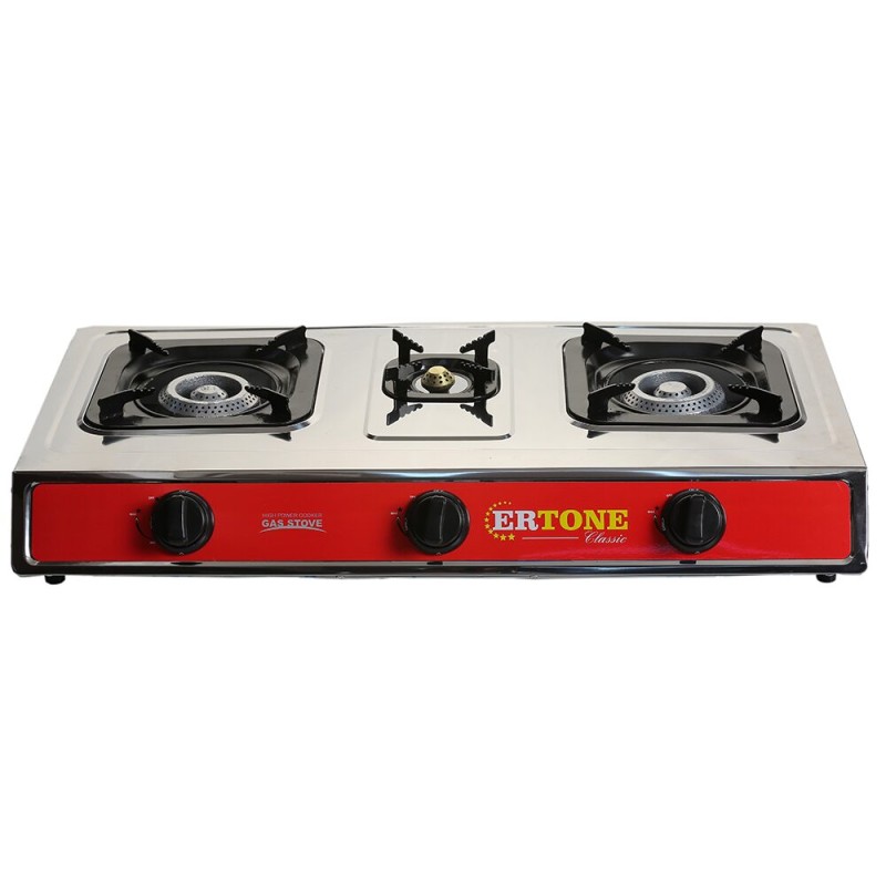 Minigaz cu 3 ochiuri Ertone MN205, inox, GPL (numai butelie), aprindere electronica