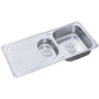Chiuveta inox Freddo SN9011D, 2 cuve dreapta, finisaj anticalcar, scurgere Q90, dimensiune 100 x 50 cm, adancime  18 cm
