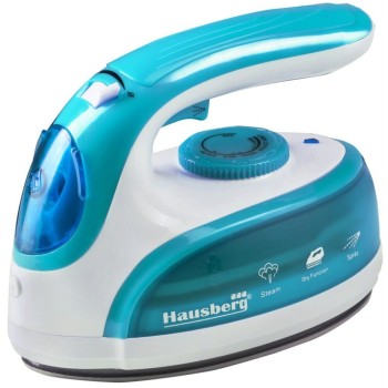 Fier calcat de voiaj Hausberg HB-7910BL, 800-1000W, rezervor de apa 50ml, Bleu