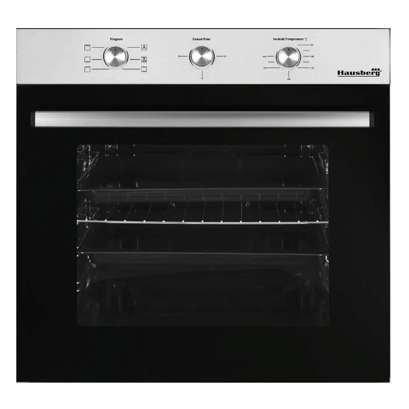Pachet incorporabil Hausberg Cuptor HB-8053IN, Electric, Putere 2225 W, 71 l, 6 Functii, Ventilatie, Timer, Clasa A, Plita HB-580IN, aprindere electrica, gaz, 4 arzatoare, siguranta, Negru-Inox Hota HB-1285IN, 420 m3/h, 2 motoare, 60 cm, Negru-Inox