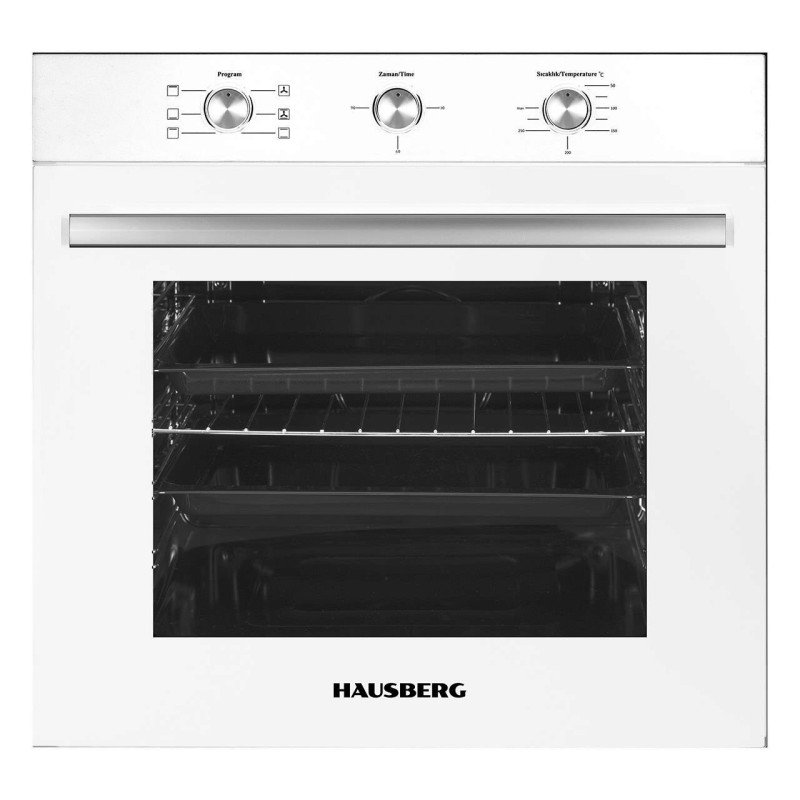 Pachet incorporabil Hausberg HB-8053AB, Electric, Putere 2225 W, 71 l, 6 Functii, Ventilatie, Timer, Clasa A, Plita incorporabila HB-561, Gaz, 4 arzatoare, Hota telescopica HB-1280, Putere de absorbtie 280m3/h, 1 motor, 60 cm, Alb