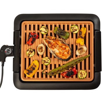 Gratar electric Hausberg HB-536, suprafata neaderenta, detasabila, maro