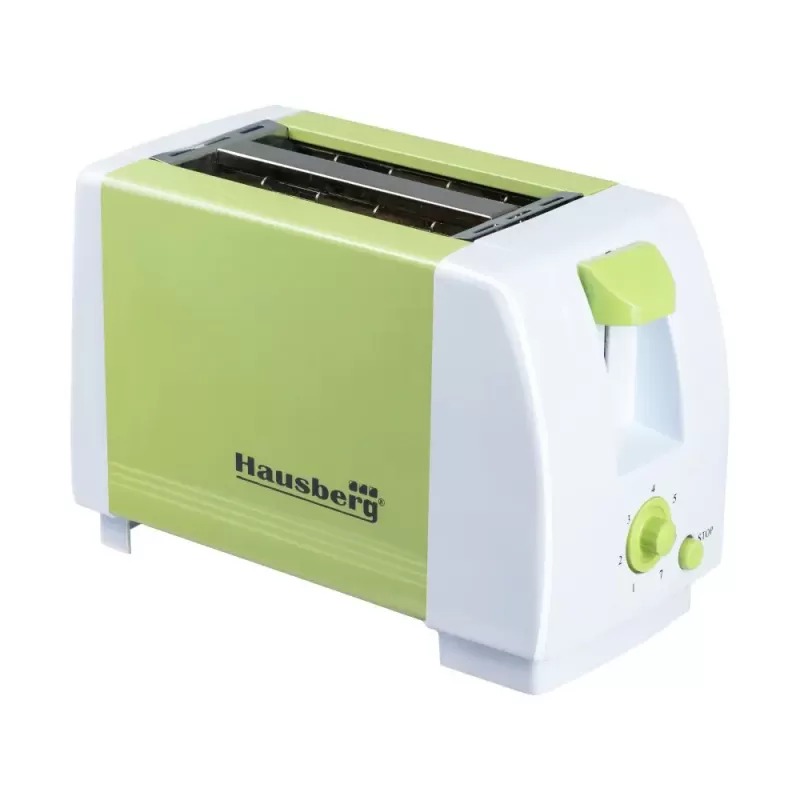 Prajitor de paine HAUSBERG HB-150VR, 750 W, capacitate 2 felii, 7 trepte reglare temperatura, oprire automata, Verde