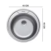 Chiuveta bucatarie Sanitec C401, pentru blat, diametru 49 cm, rotunda, Inox