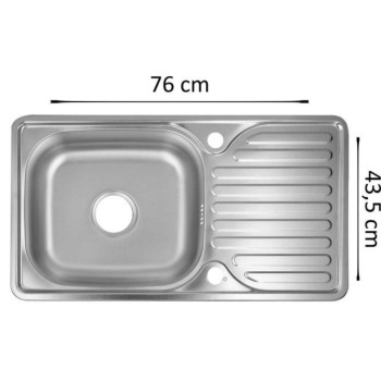 Chiuveta bucatarie Sanitec C403REV, pentru blat, finisaj satinat, cuva reversibila stanga-dreapta, 76x43,5cm, Inox