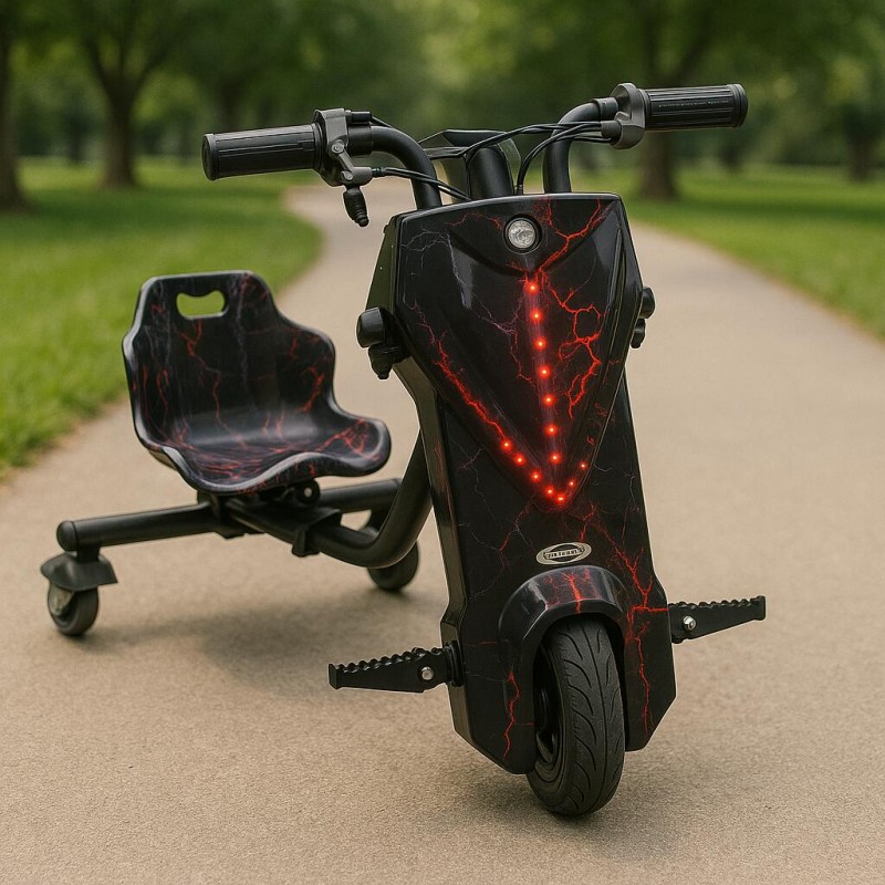 Tricicleta electrica drift Hausberg HB-KD05NG, 8 inch, motor 250-300W, 3 viteze, autonomie 10-15 km, viteza 15 km/h, negru