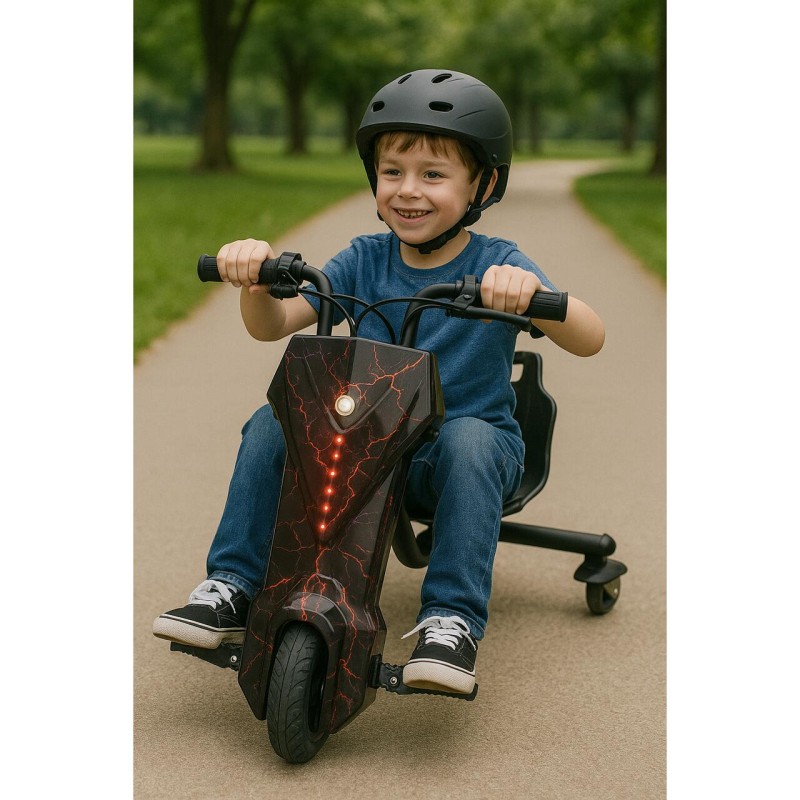 Tricicleta electrica drift Hausberg HB-KD05NG, 8 inch, motor 250-300W, 3 viteze, autonomie 10-15 km, viteza 15 km/h, negru