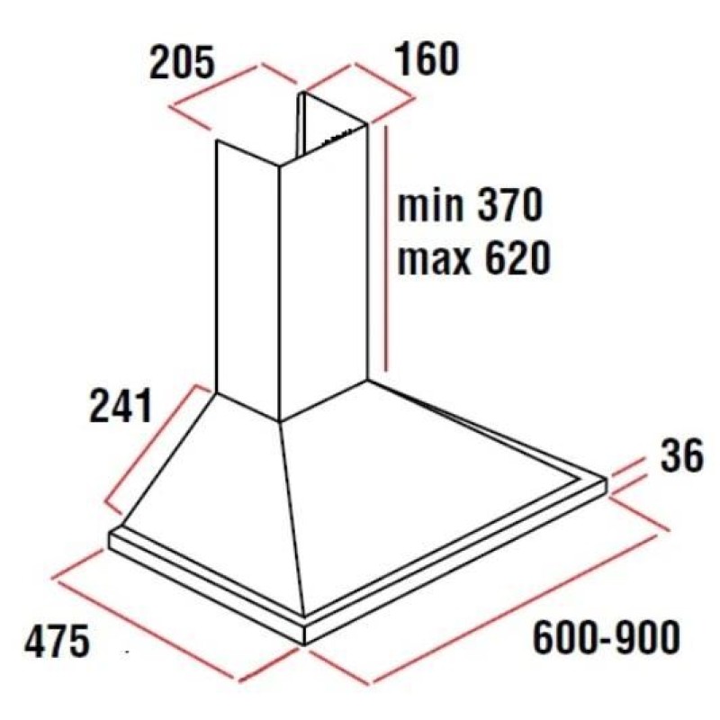 Hota incorporabila decorativa Hausberg HB-1260AB, Putere de absorbtie 450 m3/h, 1 motor, 60 cm, Alb