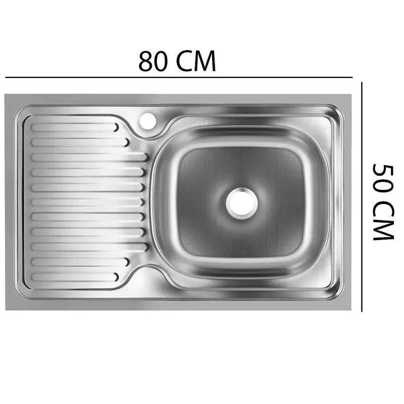 Chiuveta bucatarie pentru masca SANITEC EC-416/D, cuva dreapta,  80x50 cm, 0.6 mm, Inox