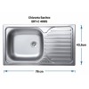 Chiuveta Sanitec ERT-C 408S, pentru blat, cuva stanga, anticalcar, 76x43,5cm, Inox