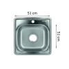 Chiuveta pentru bucatarie Freddo ERT-SN 9028, Inox, 51x51cm