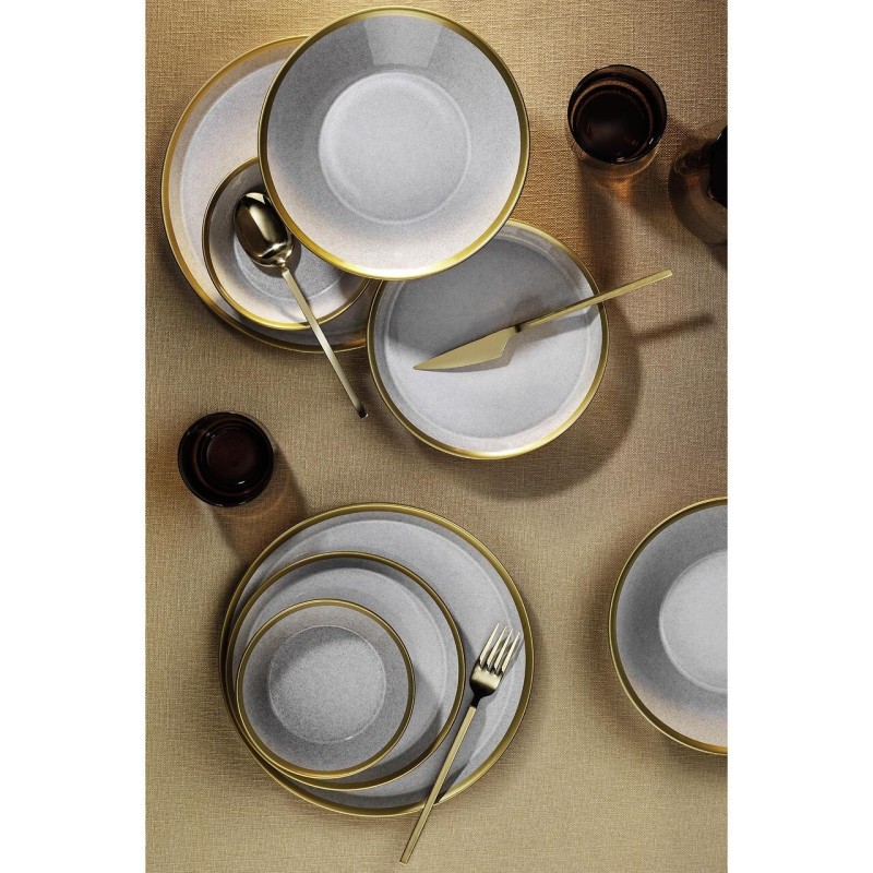 Serviciu de masa Kutahya Porselen Forza 16 piese pentru 4 persoane din Portelan Bej cu Auriu