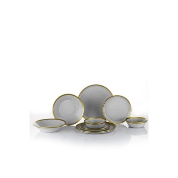 Serviciu de masa Kutahya Porselen Forza 16 piese pentru 4 persoane din Portelan Bej cu Auriu