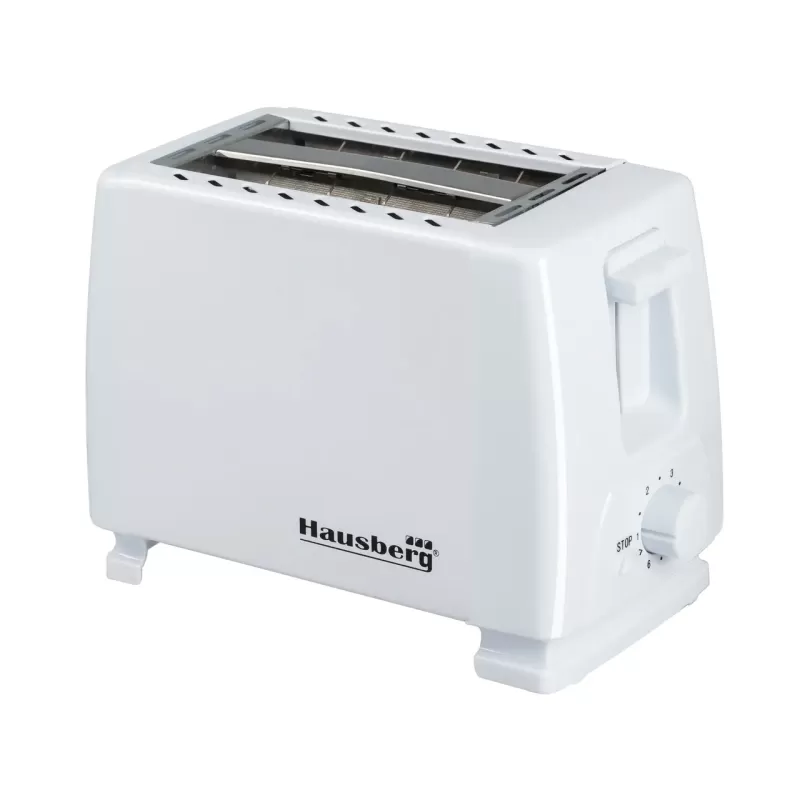Prajitor de paine HAUSBERG HB-150AB, 750W, 7 setari, 2 felii, oprire automata, picioare anti-alunecare, Alb