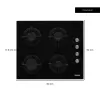 Plita incorporabila Hausberg HB-567NG, Gaz, 4 arzatoare, Sistem de siguranta GAZ, Gratar din fonta, Material Sticla, Negru