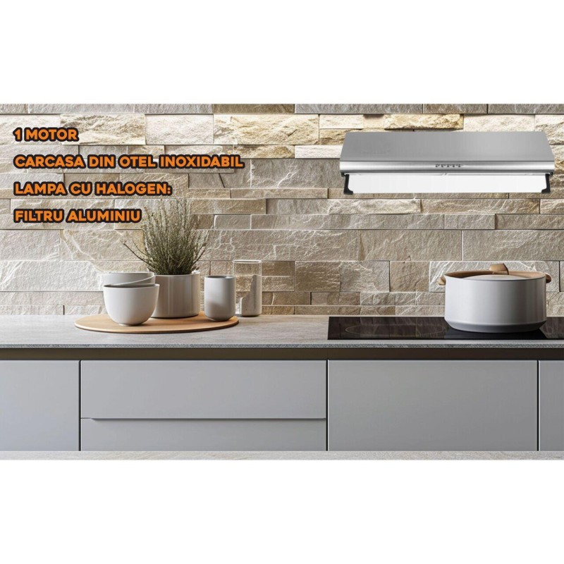 Hota traditionala Hausberg HB-1215, Putere de absorbtie 280 m3/h, 1 motor, 60 cm, Inox