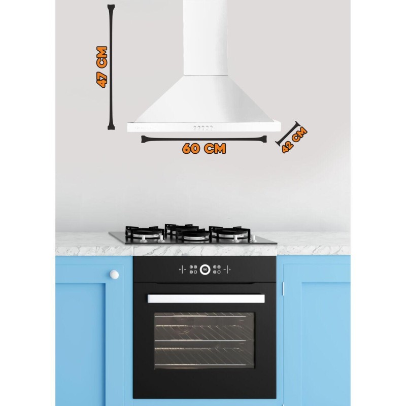 Hota incorporabila decorativa Hausberg HB-1260AB, Putere de absorbtie 450 m3/h, 1 motor, 60 cm, Alb