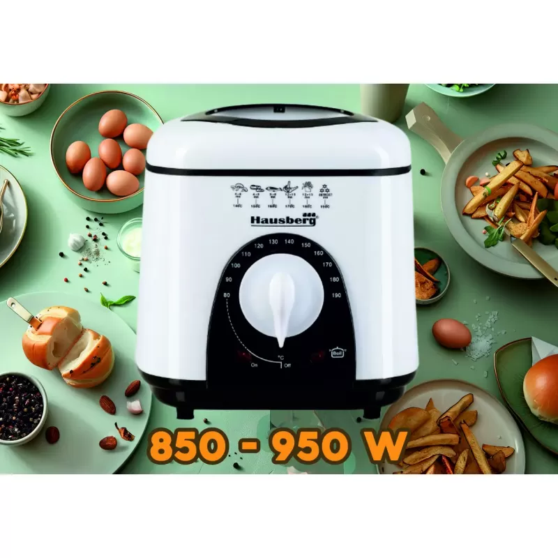 Friteuza Hausberg HB 1320NG, 850W - 950 W, 1 L, Alb/Negru