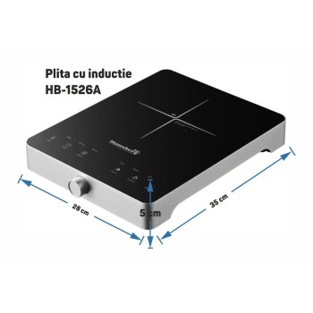 Plita cu inductie Hausberg HB-1526AB, 2000W, control tactil, o zona de gatit