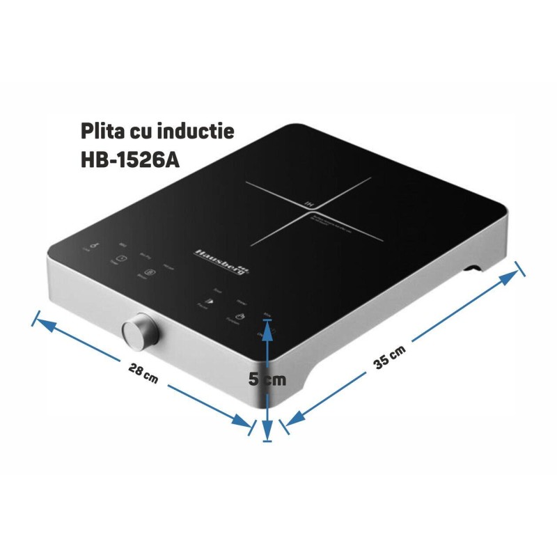 Plita cu inductie Hausberg HB-1526AB, 2000W, control tactil, o zona de gatit