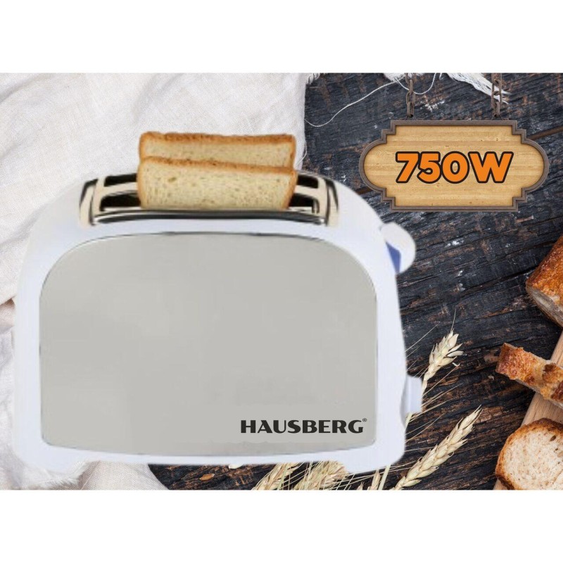 Prajitor paine 2 felii Hausberg, HB-190AB, 750W, declansare automata, Alb