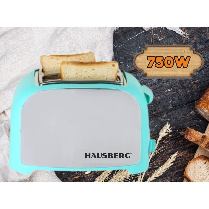 Prajitor paine 2 felii Hausberg, HB-190BL, 750W, declansare automata, Bleu