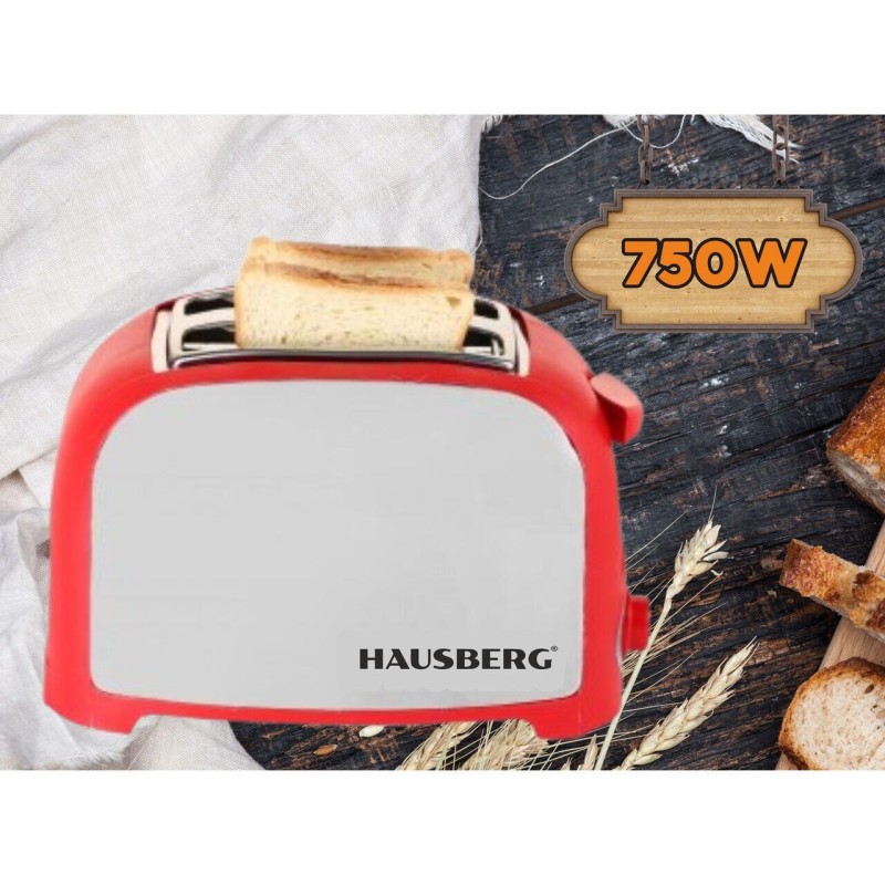 Prajitor paine 2 felii Hausberg, HB-190RS, 750W, declansare automata, Rosu