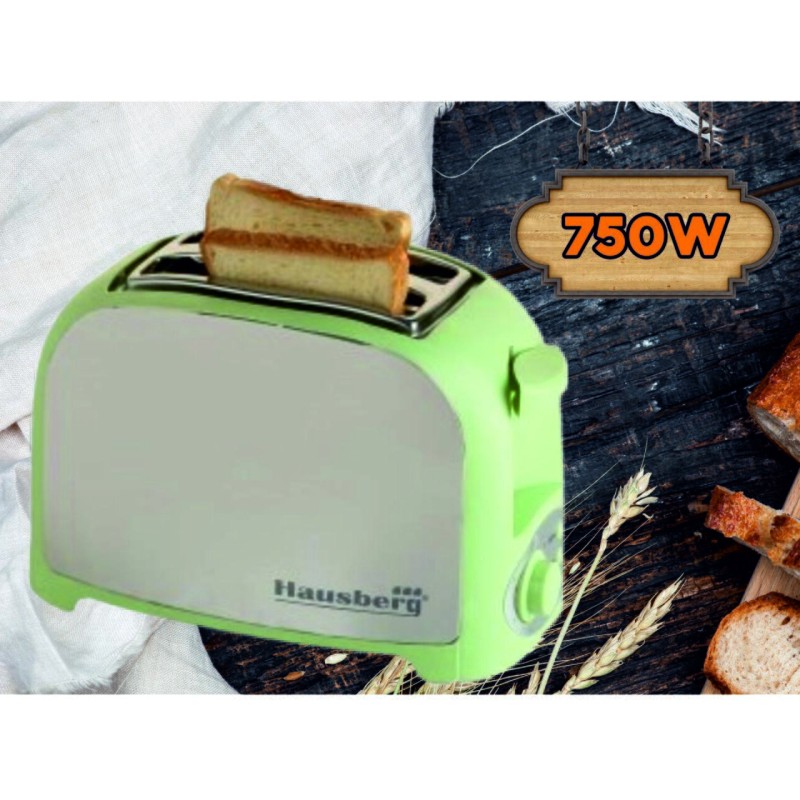 Prajitor paine 2 felii Hausberg, HB-190VR, 750W, declansare automata, Verde