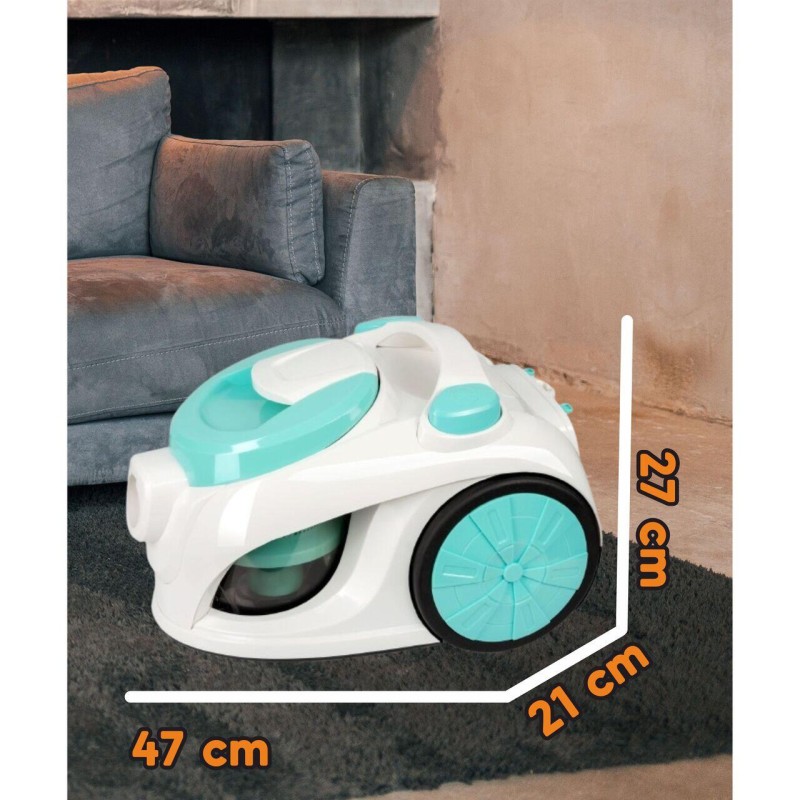 Aspirator fara sac Hausberg HB-2005VR, ciclonic, aspirare uscata, filtru Hepa, tehnologie multi-cyclon, 3L, 700W, 79dB, Alb-Turcoaz