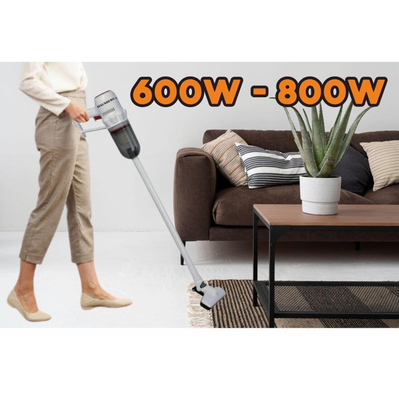 Aspirator vertical 2 in 1 HAUSBERG HB-2024GR, fara sac, aspirare uscata, 2 niveluri de viteza, motor turbo, 0.7 L, 600-800W, Gri