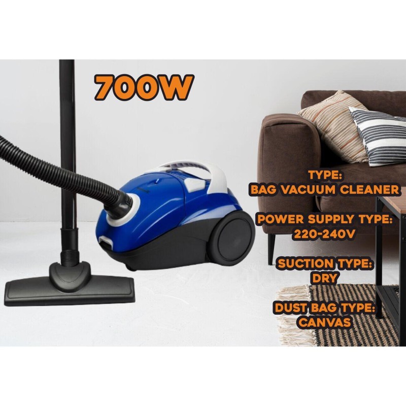 Aspirator cu sac panza Hausberg HB-2080BL, 700W, Capacitate 1.5L, Albastru