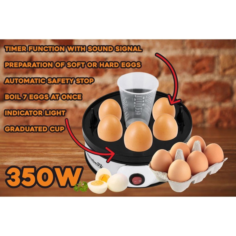 Fierbator Electric pentru Oua , 350 W, Capacitate 7 Oua, Cronometru, Inox + Plastic, Hausberg HB2215