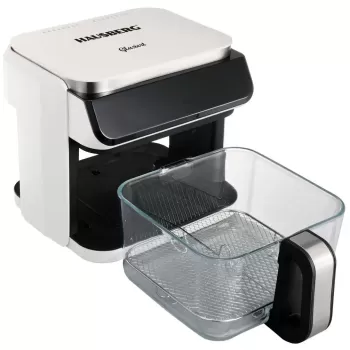 Friteuza cu aer Hausberg HB-2343AB, 6.5L, cos sticla, 12 programe, touchscreen, 1200W-1400W, 65-200°C , Alb