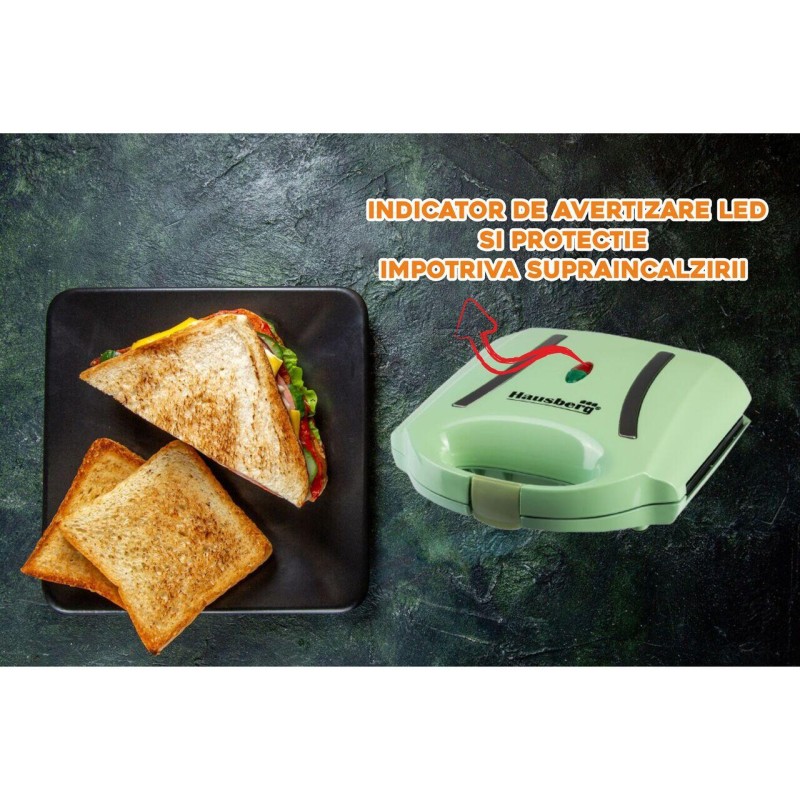Sandwich-maker Hausberg HB-3535VR, 800 W, verde, model grill