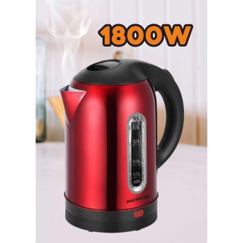 Fierbator apa electric HAUSBERG HB-3621RS, 1500 - 1800 W, 1.8 litri, rezervor de apa din otel inoxidabil, oprire automata la fierbere, rotire la 360 grade, protectie la supraincalzire, baza detasabila, rosu