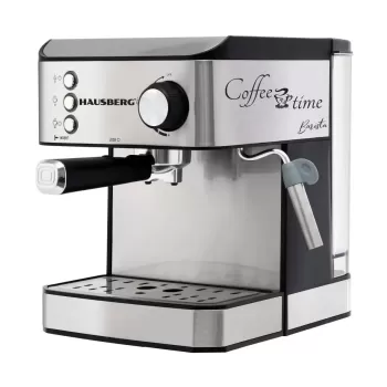Espressor cafea HAUSBERG HB3725, cafea macinata, 15 bar, 850-1000 W, gri cu negru