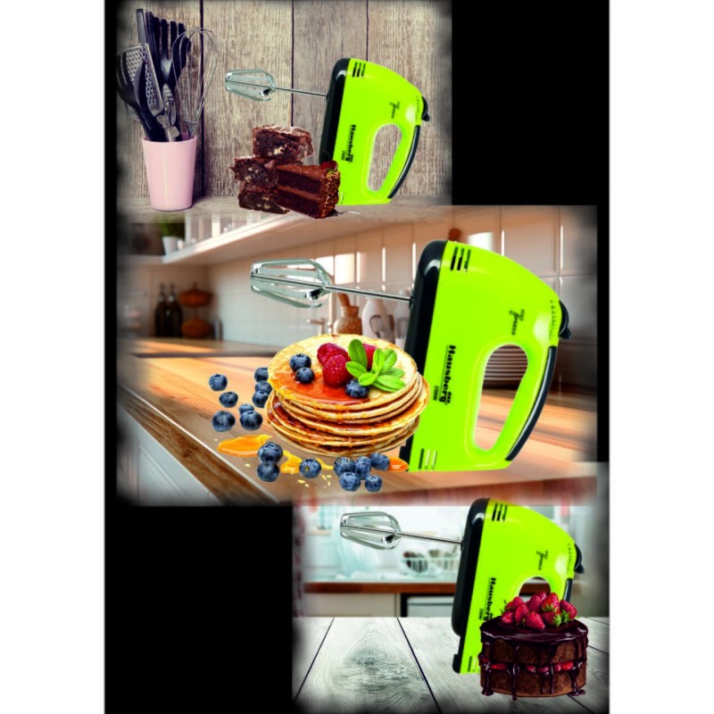 Mixer de mana, Hausberg HB-4112VR, Alb/Verde, 250 W, 7 viteze