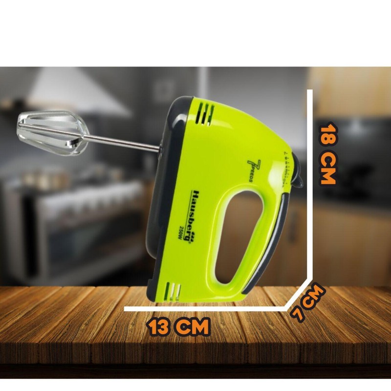 Mixer de mana, Hausberg HB-4112VR, Alb/Verde, 250 W, 7 viteze
