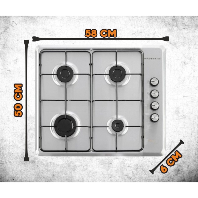 Pachet Cuptor incorporabil Hausberg HB-8051IN, Electric, Putere 2000 W, 76 l, 4 Functii, Clasa A, Plita incorporabila HAUSBERG HB-580IN, aprindere electrica, gaz, 4 arzatoare, sistem siguranta, Negru-Inox