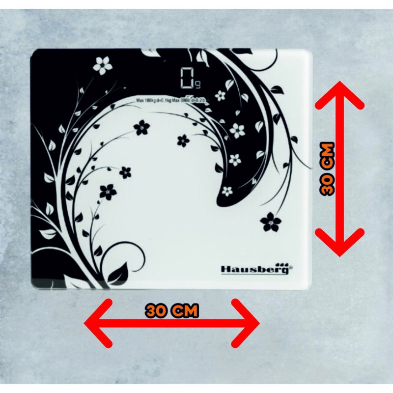 Cantar corporal HAUSBERG HB-6003NG, 180kg, baterie cu litiu 3v, 30x30cm, Negru