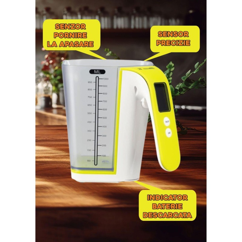 Cantar digital pentru bucatarie Hausberg, ecran LCD, cana gradata