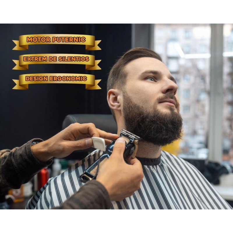 Masina de tuns HAUSBERG HB-62, Lame otel inoxidabil, Motor cupru, Maro/Negru